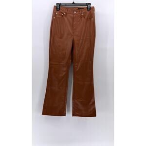 RAG & BONE Women's Cognac Faux-Leather Flare High-Rise Five Pocket Pant SZ 26
